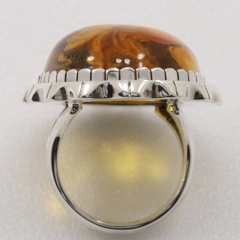 No. 15.5 Ring Silver× Amber / Amber Approximately 15.0g Unisex A-Rank