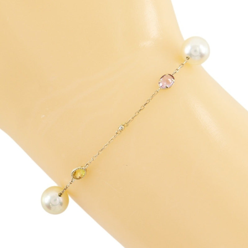 18K옐로우 골드×펄×멀티 돌 Bracelet