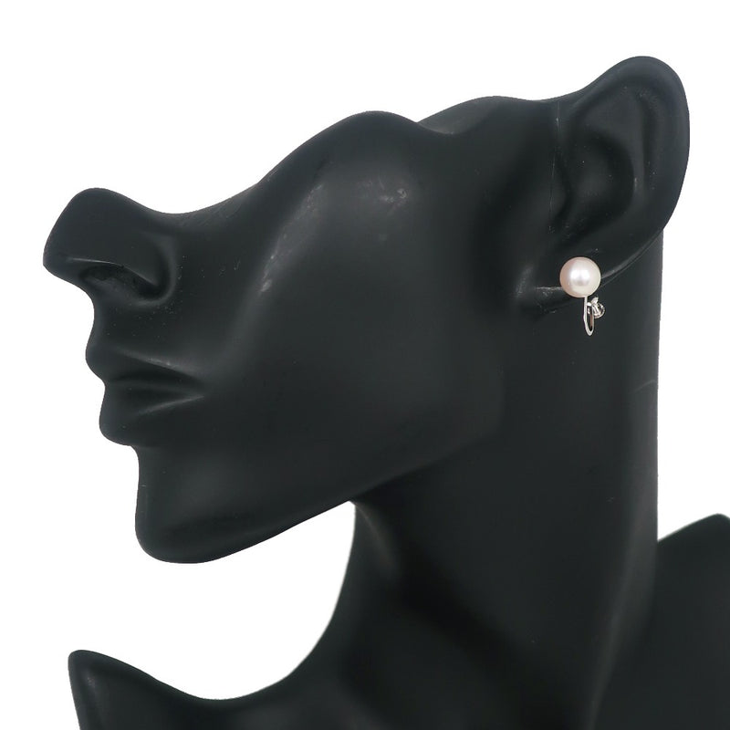 Pearl Earring 8mm K14 White Gold x Pearl about 2.2g Pearl Ladies A+Rank