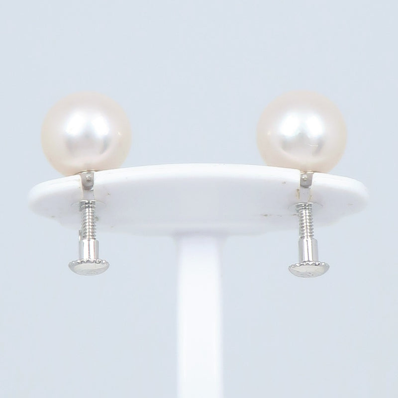 Pearl Earring 8mm K14 White Gold x Pearl about 2.2g Pearl Ladies A+Rank