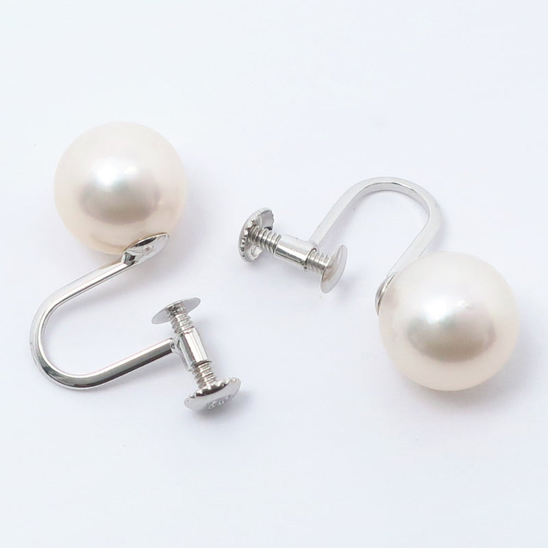 Pearl Earring 8mm K14 White Gold x Pearl about 2.2g Pearl Ladies A+Rank