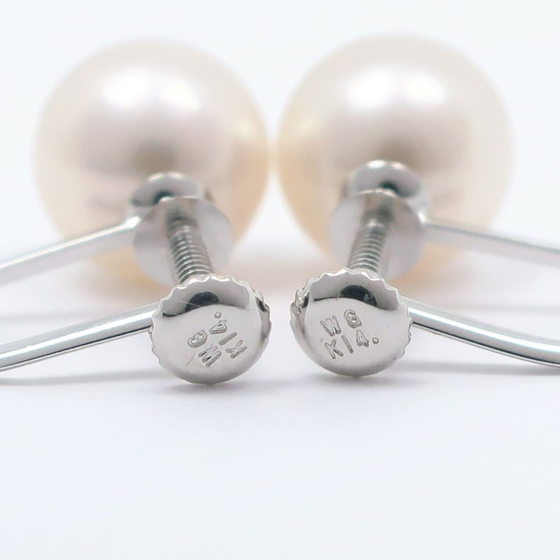 Pearl Earring 8mm K14 White Gold x Pearl about 2.2g Pearl Ladies A+Rank