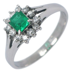 No. 11.5 Anillo/anillo PT900 Platino x Emerald X Diamond Green 0.33/0.16 Mujeres grabadas A Rank