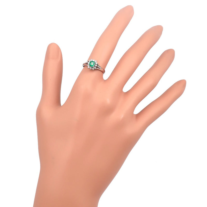 No. 11.5 Anillo/anillo PT900 Platino x Emerald X Diamond Green 0.33/0.16 Mujeres grabadas A Rank