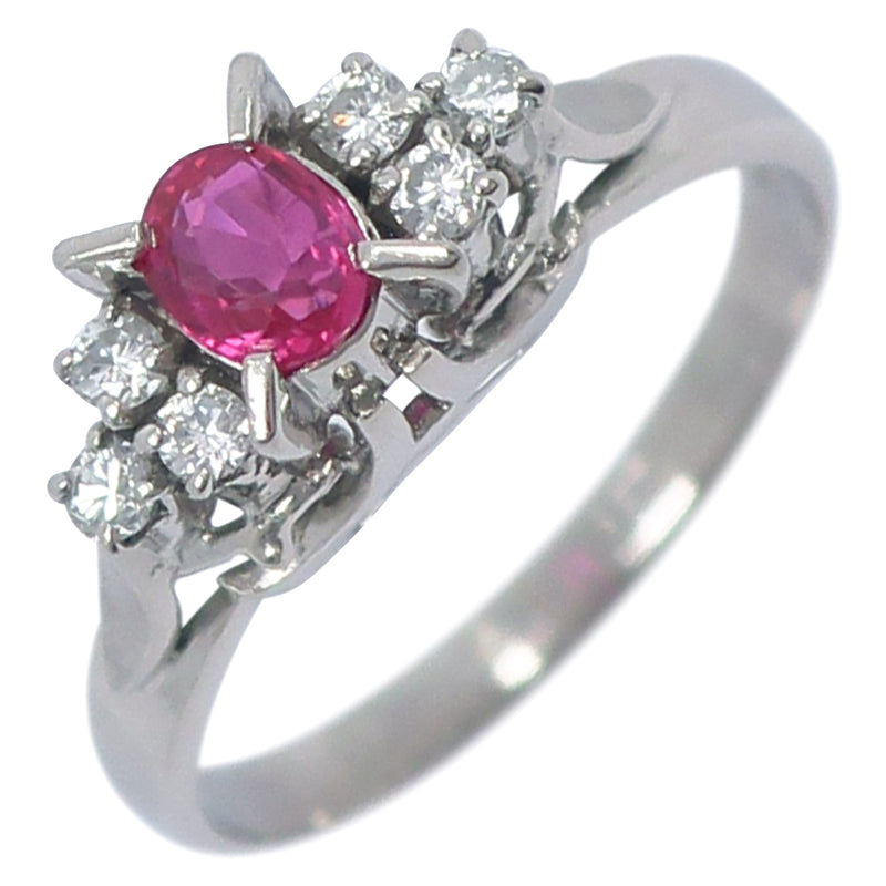 No. 9 Ring
 PT900 Platinum x Ruby x Diamond 0.34/0.14 Engraved Stamp about 3.3G Ladies A Rank