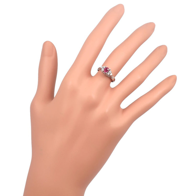 No. 9 Ring
 PT900 Platinum x Ruby x Diamond 0.34/0.14 Engraved Stamp about 3.3G Ladies A Rank