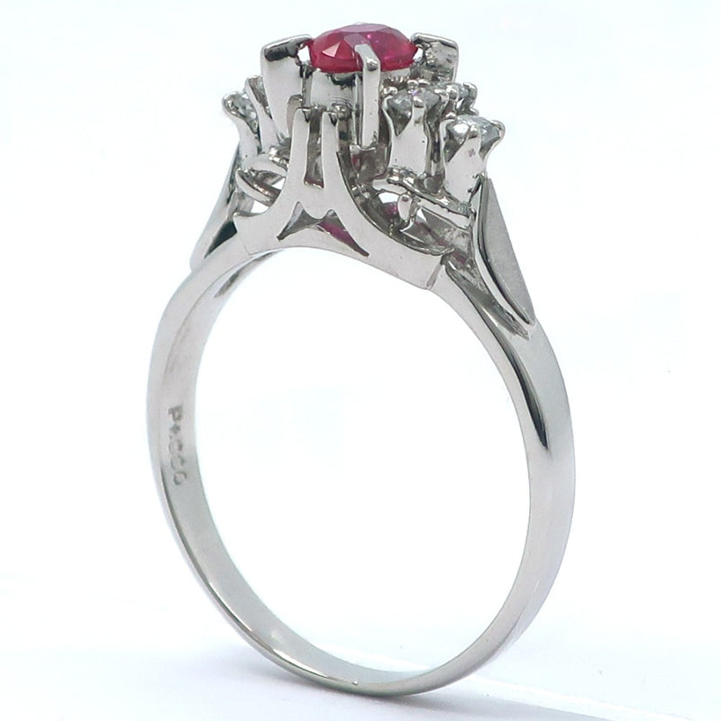 No. 9 Ring
 PT900 Platinum x Ruby x Diamond 0.34/0.14 Engraved Stamp about 3.3G Ladies A Rank