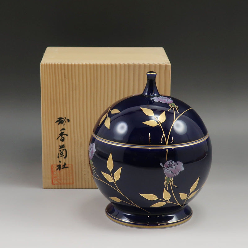 【KORANSYA】香蘭社 ルリ薔薇 キャンディーポット 木箱入り 食器