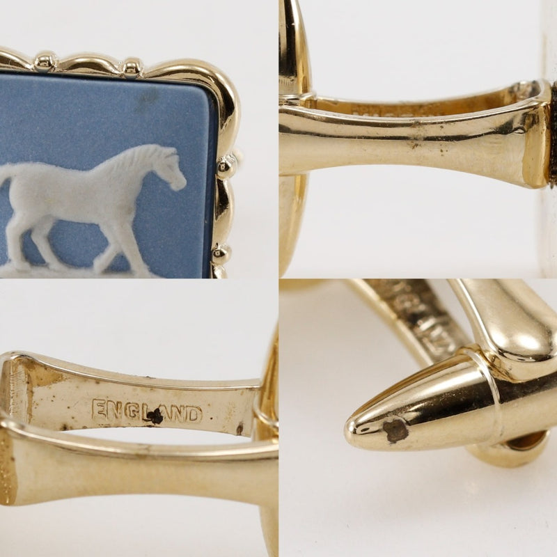 [Wedgwood] Pin de cravate en bois de coin et poignets épingle de type navire et chevaux de cheval nek punie à cravate et boutons de manchette pour hommes