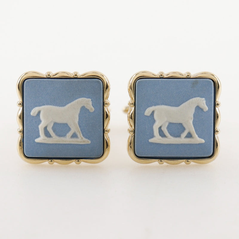 [Wedgwood] Pin de cravate en bois de coin et poignets épingle de type navire et chevaux de cheval nek punie à cravate et boutons de manchette pour hommes