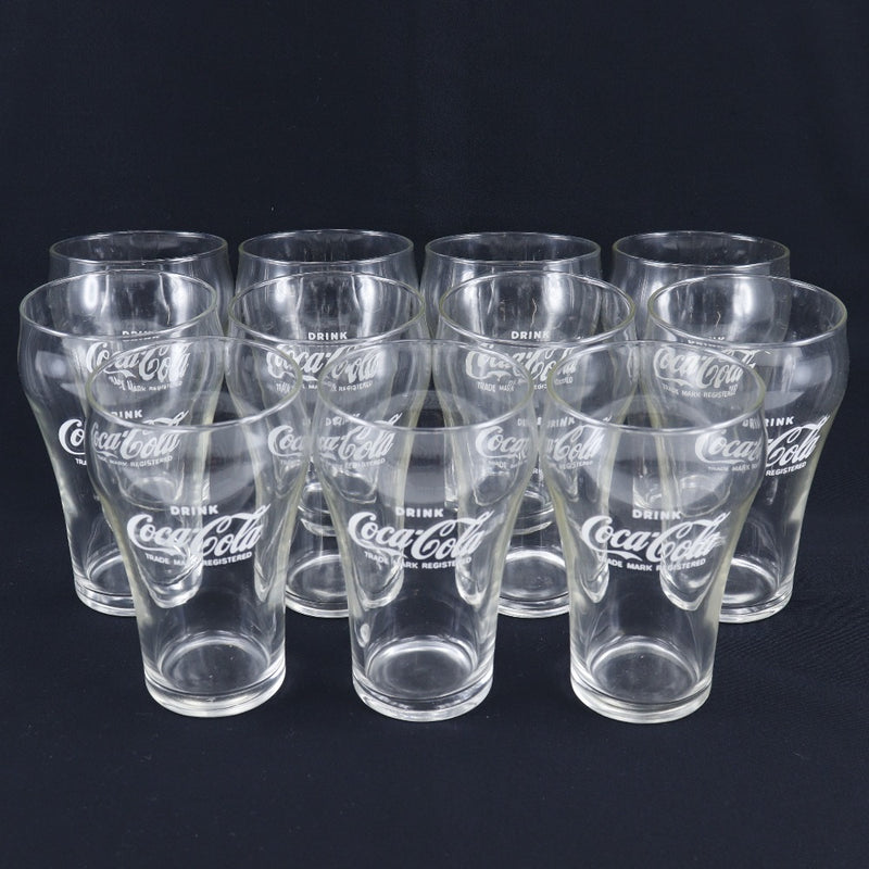 【Coca-Cola】コカ・コーラ
 ガラスコップ グラス グラス
 昭和レトロ 1ダース(1個欠品)  11個入り 箱破れ glass cup glass _