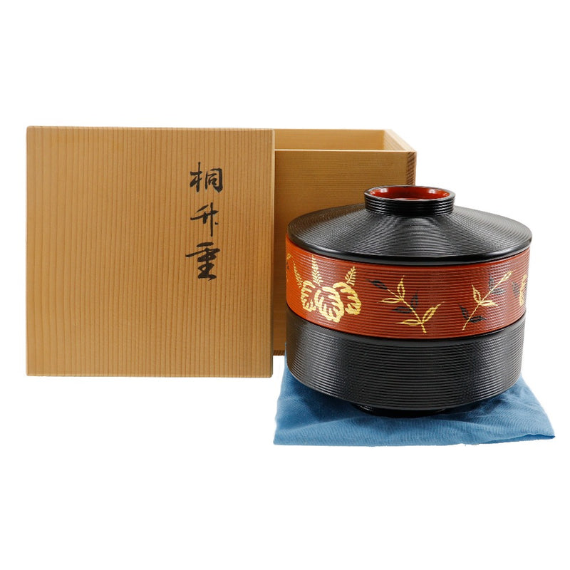 [ZOUHIKO] Sephiko 
 Kirimo Shige Tableware 
 Heavy box two -stage lacquer picture lacquerware Kirimasu Heavy_s Rank