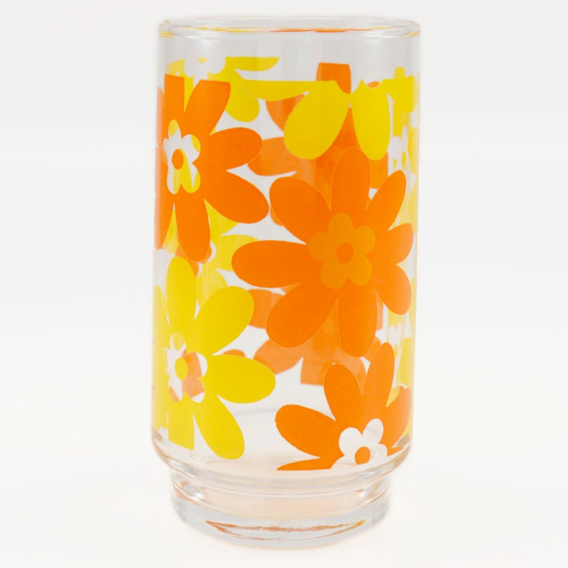 【HOYA CRYSTAL】ホヤクリスタル
 花柄グラス&コースター グラス
 昭和レトロ ガラス製 5客セット Floral pattern glass and coaster _SAランク