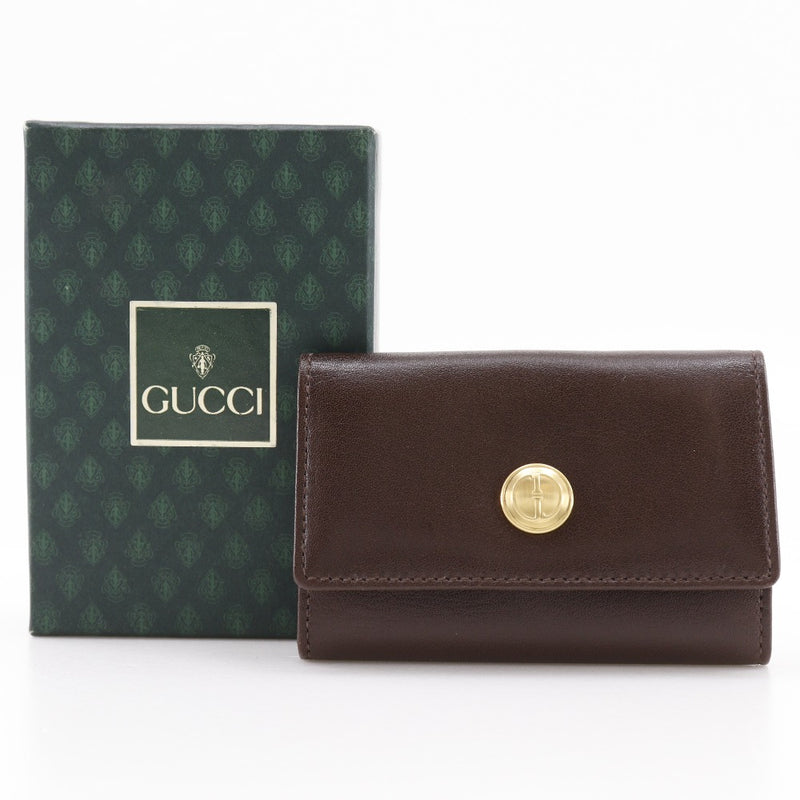 [Gucci] Gucci Old Gucci Key Case Depos 0332.043.0074 Calf Tea Snap Bouton Old Gucci Unisexe A RANG