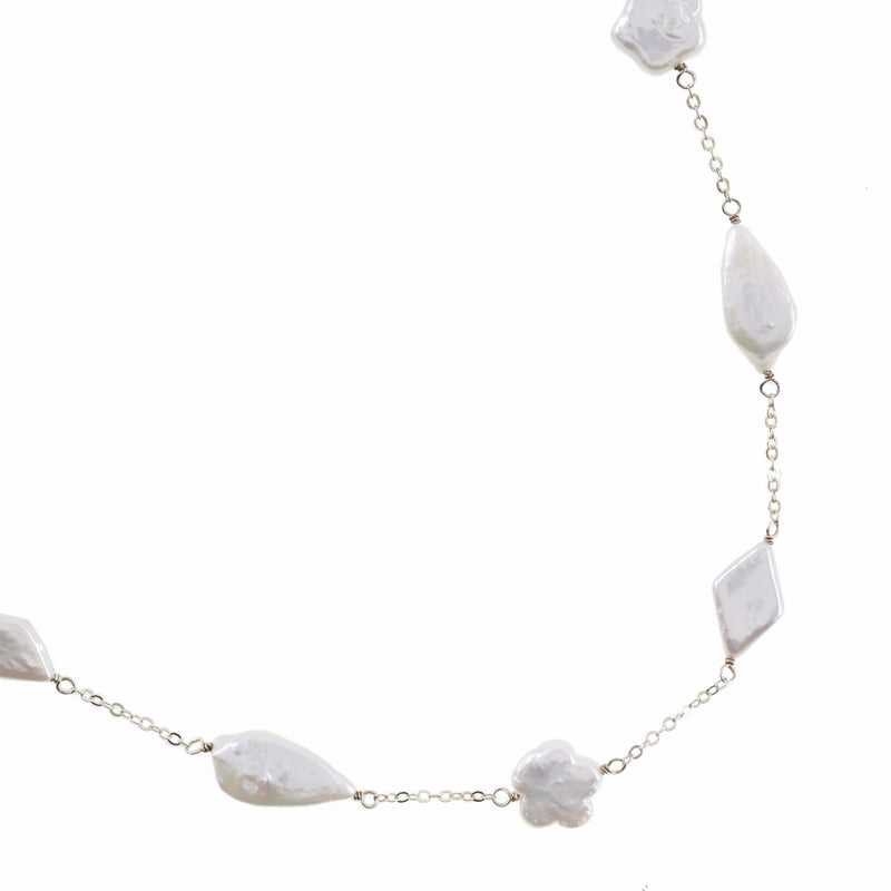 Collar de perlas barroco 
 Estación larga Silver 925 x Pearl aproximadamente 20.7 g Barroque Pearl Ladies A-Rank