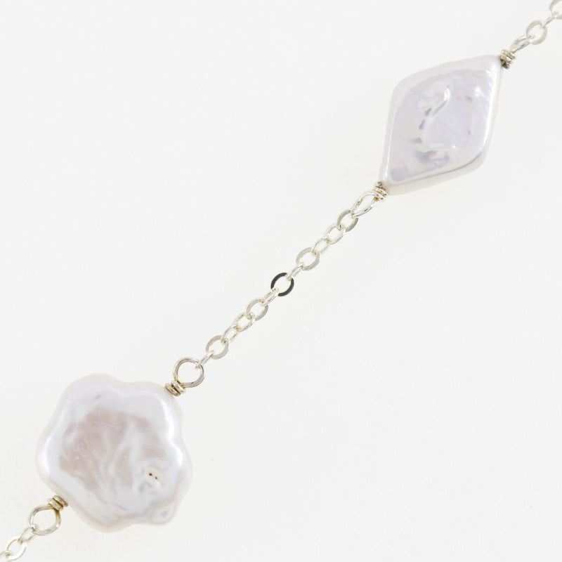 Collar de perlas barroco 
 Estación larga Silver 925 x Pearl aproximadamente 20.7 g Barroque Pearl Ladies A-Rank