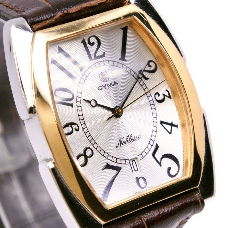 【CYMA】シーマ
 ノブレス  腕時計
 527 ステンレススチール×レザー 茶 クオーツ アナログ表示 シルバー文字盤 Noblesse メンズ