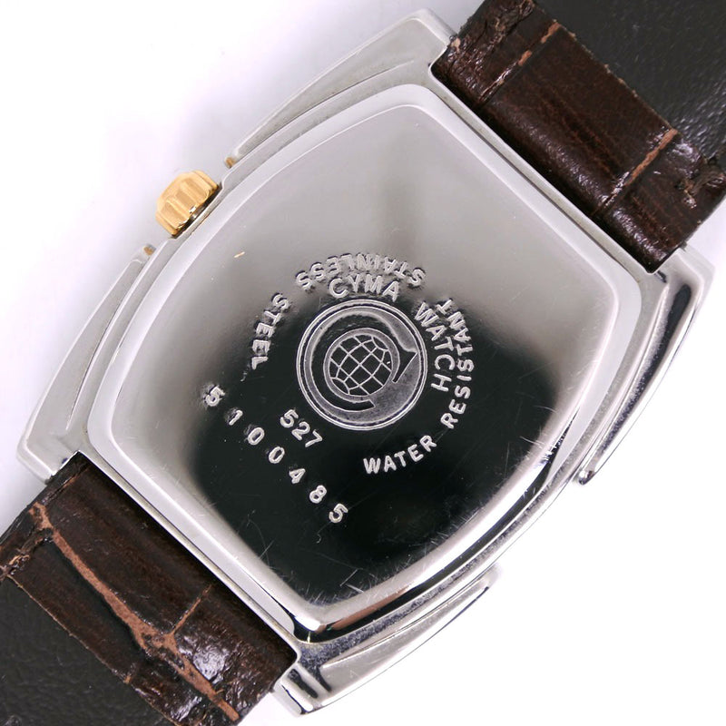 [Cyma] CIMA 
 高贵的手表 
 527不锈钢X皮革茶石英模拟显示银色表盘高贵的男士