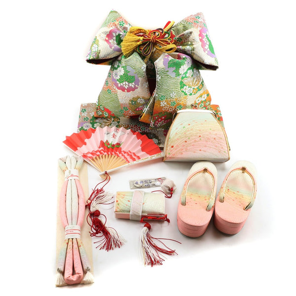 Shichigosan Obi autre Obi Hakosako set set 7 ans Kimono Green / Pink Shichigosan Obi Kids A-Rank