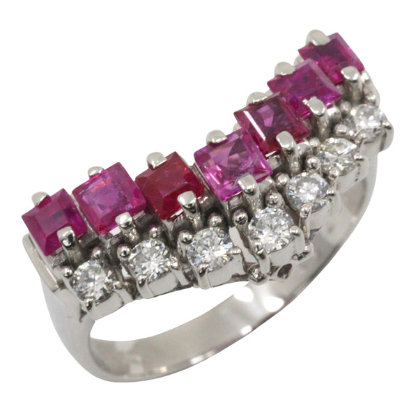 V-shaped No. 12 Ring
 Pt850 Platinum x Ruby x Diamond 1.07/0.26 Stamped Approx. 6.2g V character Women's A rank