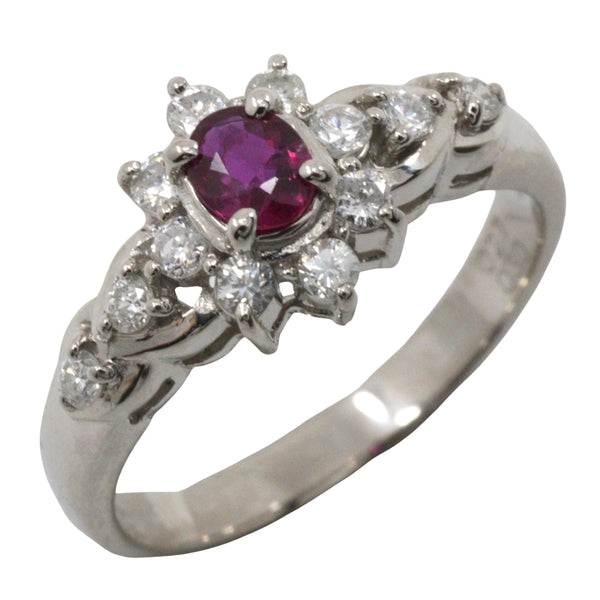 No. 11 Ring
 Pt900 Platinum x Ruby x Diamond 0.27/0.30 Stamp Approx. 4.1g Women's A+ Rank