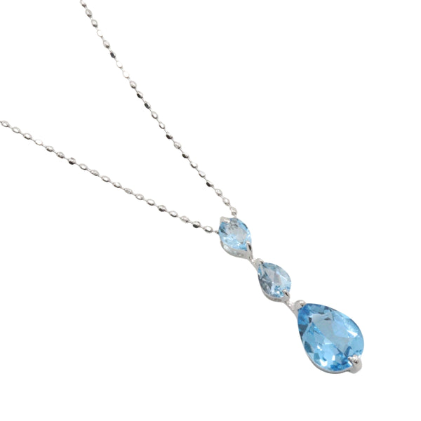 Teardrop Necklace
 18KWhite gold xBlue Topaz×Aquamarine Approx. 2.1g teardrop Women's A+ rank