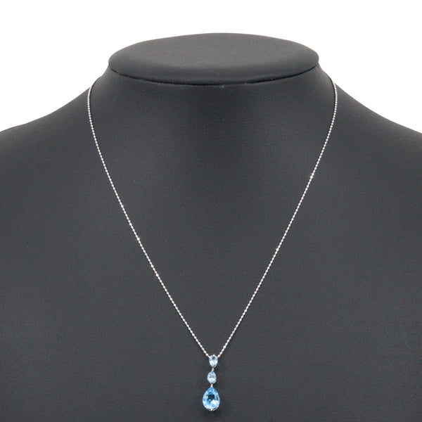 Teardrop Necklace
 18KWhite gold xBlue Topaz×Aquamarine Approx. 2.1g teardrop Women's A+ rank