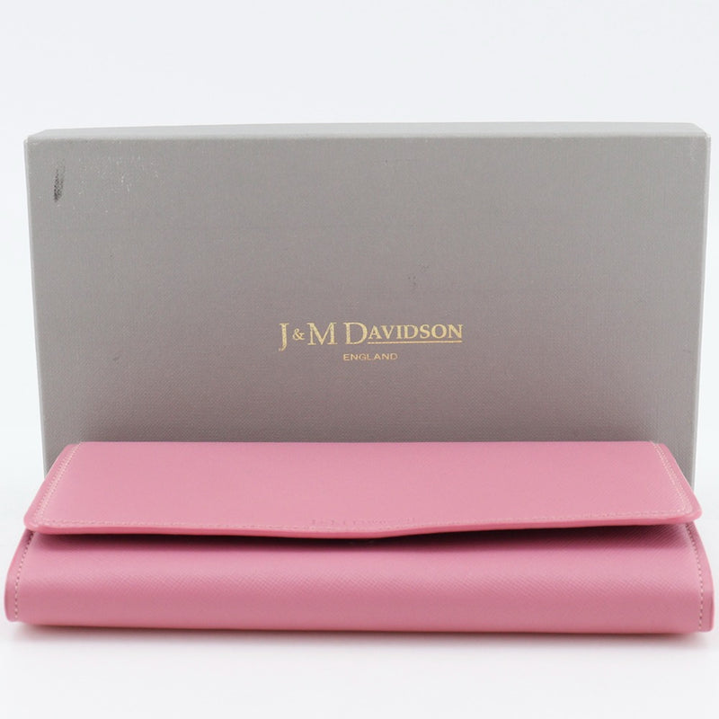 【J&M Davidson】ジェイアンドエムデヴィッドソン
 長財布
 レザー ピンク スナップボタン レディースAランク