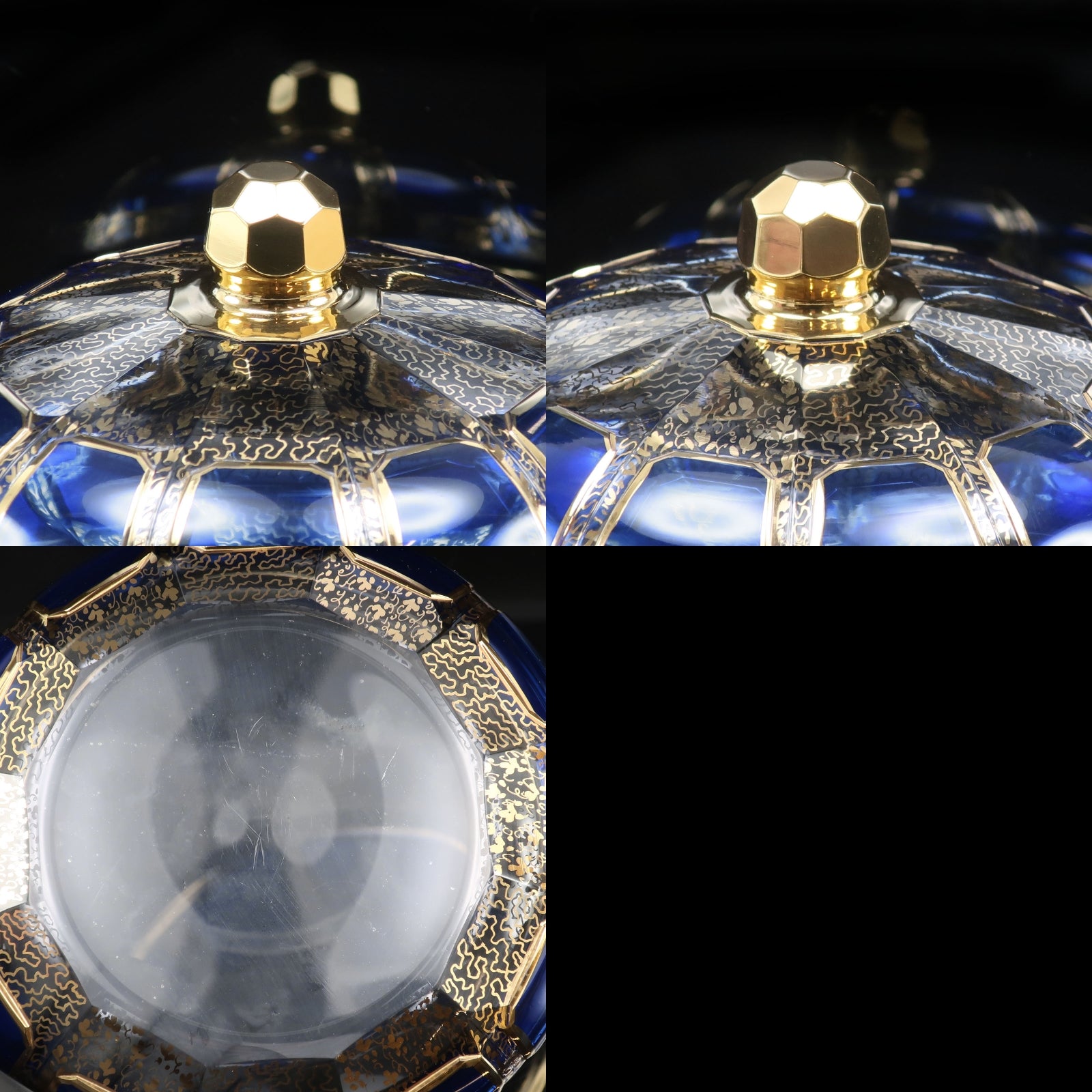 Moser】モーゼル ボヘミアンガラス 金彩 蓋物 ( キャンディディッシュ