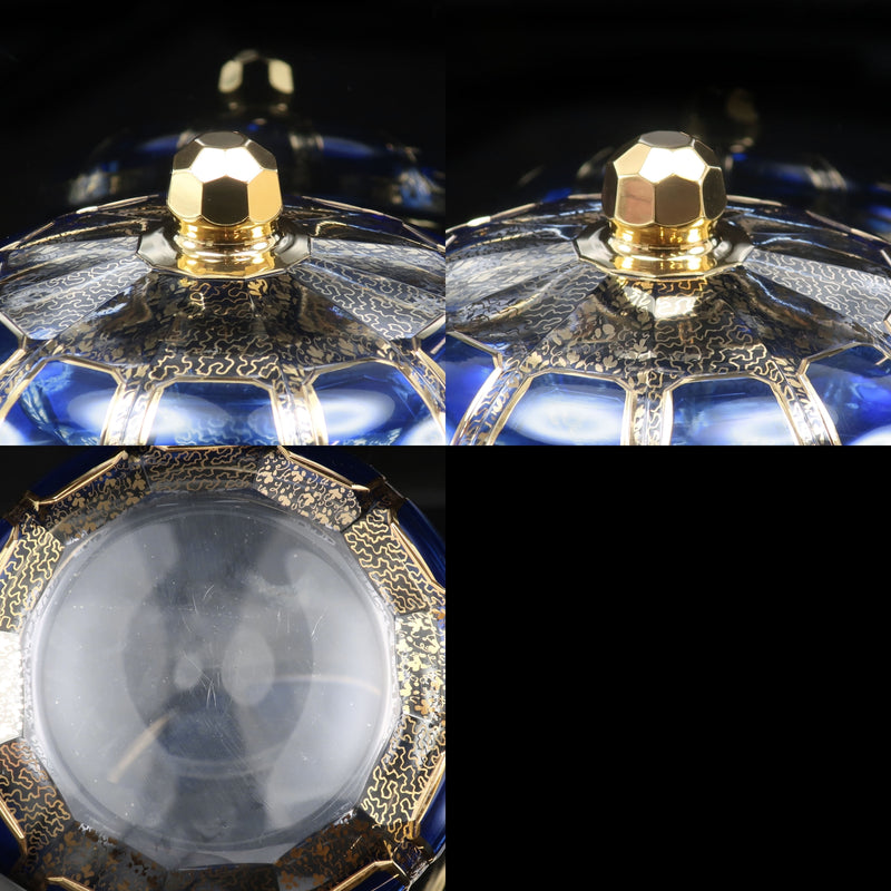 【Moser】モーゼル ボヘミアンガラス 金彩 蓋物 ( キャンディディッシュ ) 食器