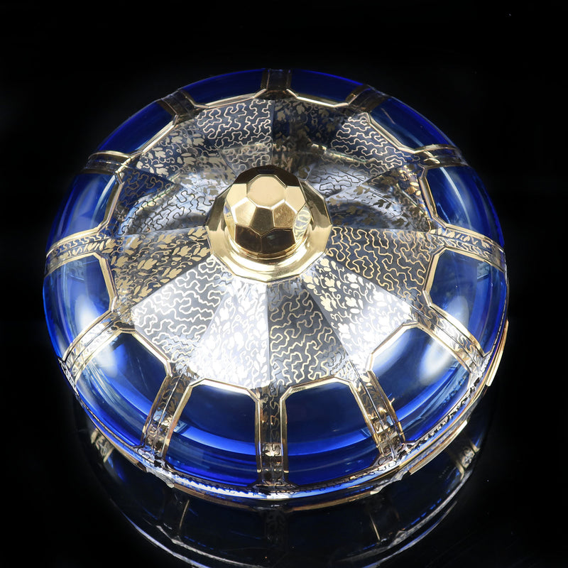 【Moser】モーゼル ボヘミアンガラス 金彩 蓋物 ( キャンディディッシュ ) 食器