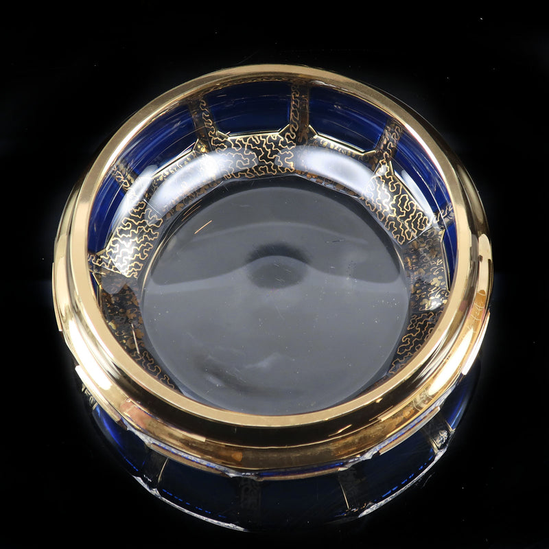 【Moser】モーゼル ボヘミアンガラス 金彩 蓋物 ( キャンディディッシュ ) 食器