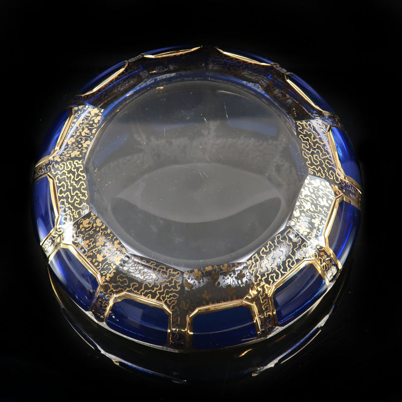 【Moser】モーゼル ボヘミアンガラス 金彩 蓋物 ( キャンディディッシュ ) 食器