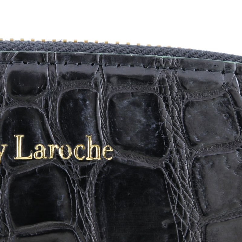 【Guy Laroche】ギ・ラロッシュ
 長財布
 JRA クロコダイル 黒 ファスナー ユニセックスA-ランク