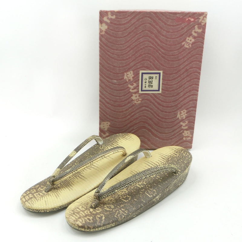 ぞうり 草履
 履物 和装小物 長期保管品 リザード ベージュ sandals レディースA+ランク