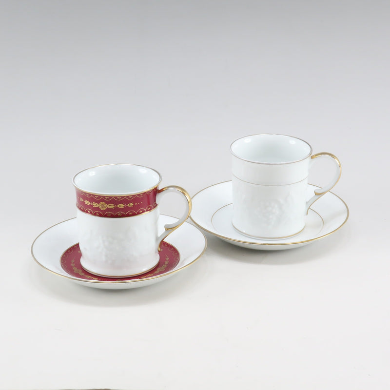 OKURA】大倉陶園 カップ＆ソーサー ペア 食器 金彩 金縁 2客セット ホワイト×レッド Cup and saucer pair _ –  KYOTO NISHIKINO