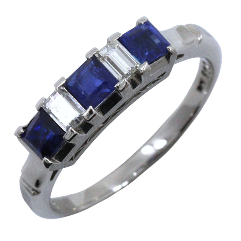 Bague Platine Pt900 x Saphir x Diamant 
 N ° 12