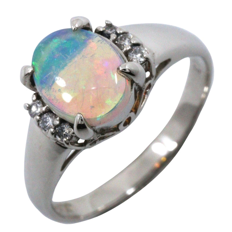 Pt900PlatAnillo China x Ópalo x Diamante 
 No 9