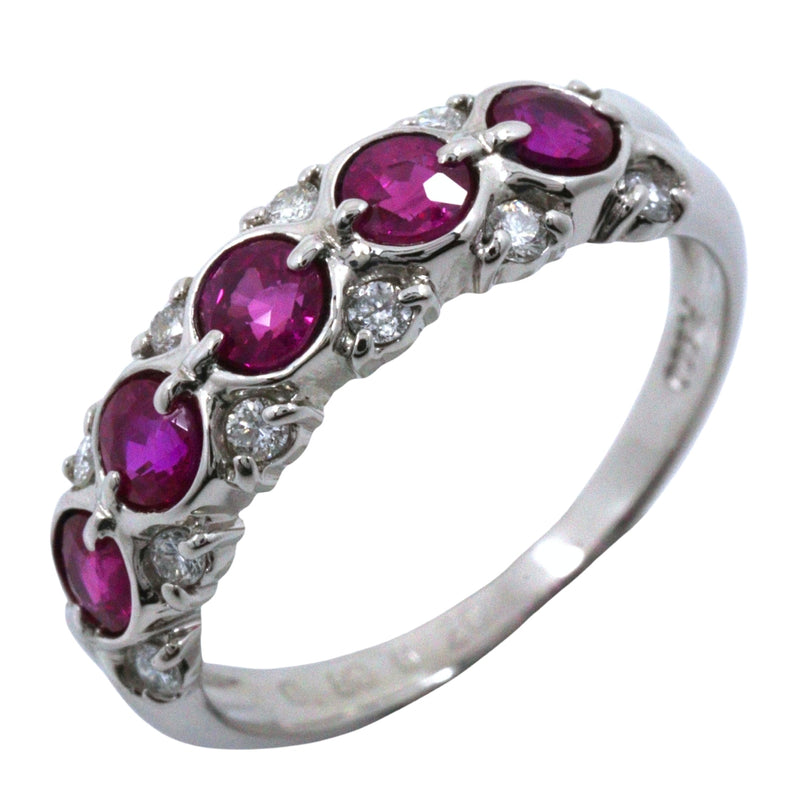 Pt900PlatAnillo China x Rubí x Diamante 
 No 9