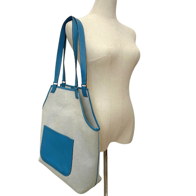 [HERMES] Hermes 
 Jardinier PM shoulder bag 
 Apron Canvas x Leather Blue Jean Light Blood Shoulder A4 Open JARDINE PM Ladies