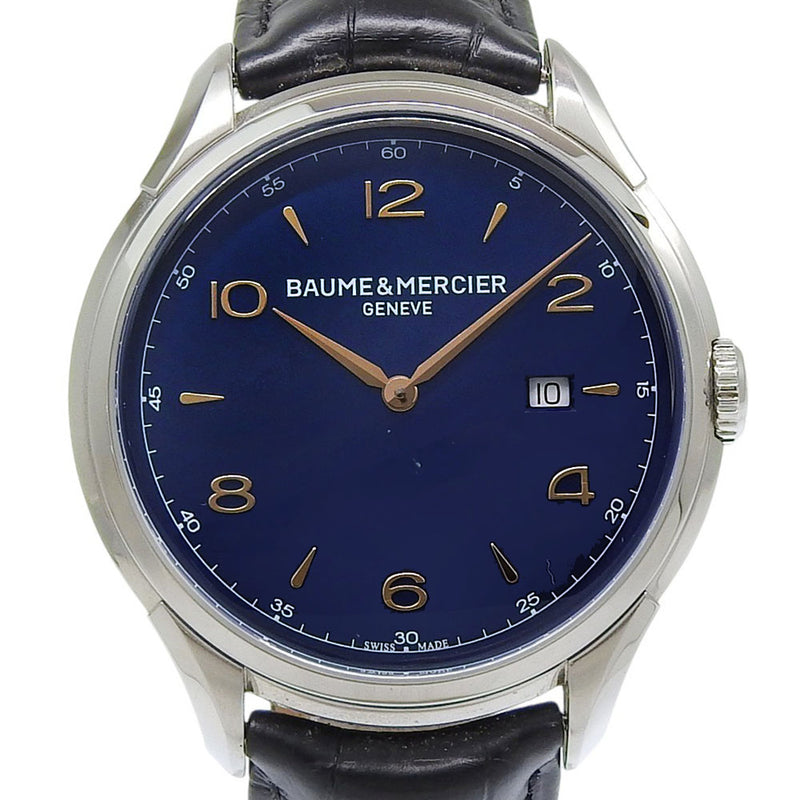 【Baume & Mercier】ボーム＆メルシェ クリフトン MOA10420 ステンレススチール×型押しレザー クオーツ アナログ表示 メンズ ネイビー文字盤 腕時計 Baume & Mercier】ボーム＆メルシェ クリフトン 腕時計 MOA10420