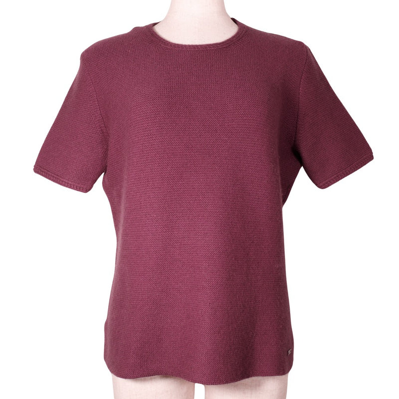 [Salvatore Ferragamo] Salvatore Ferragamo Short Sleeve SweaterkaStainsYa Wine Red SHORT SLEEVE Ladies