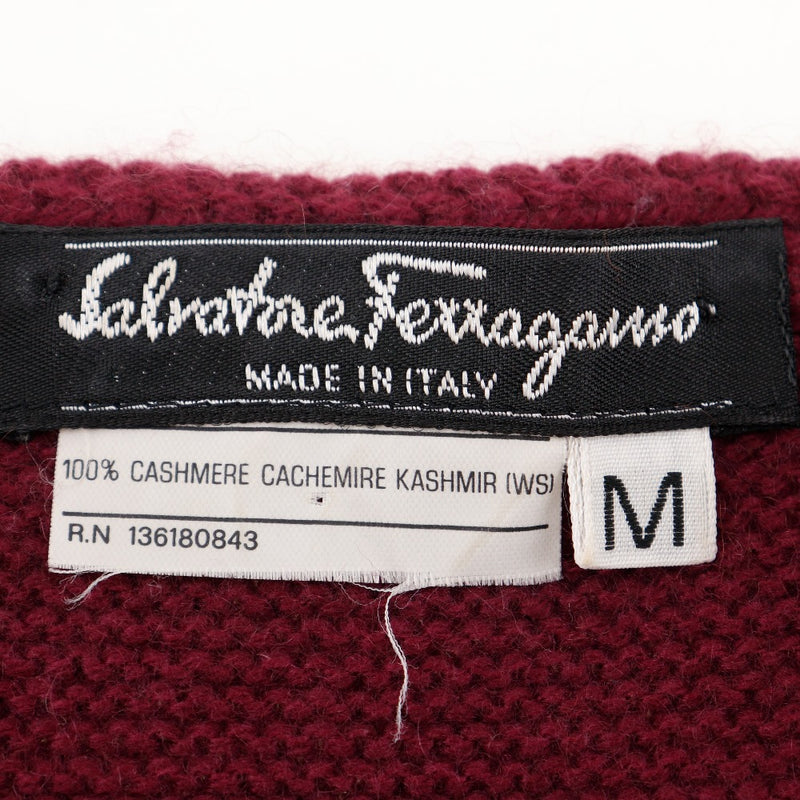 [Salvatore Ferragamo] Salvatore Ferragamo Short Sleeve Sleeve Cashmere Wine Red Sleeve Ladies