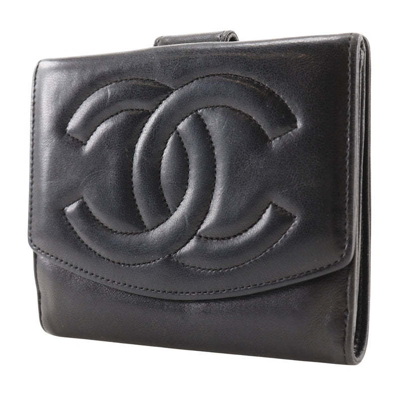 [Chanel] Chanel Coco Mark Bi-Roll Portefeuille Agnes Black Snap Bouton Coco Mark Ladies