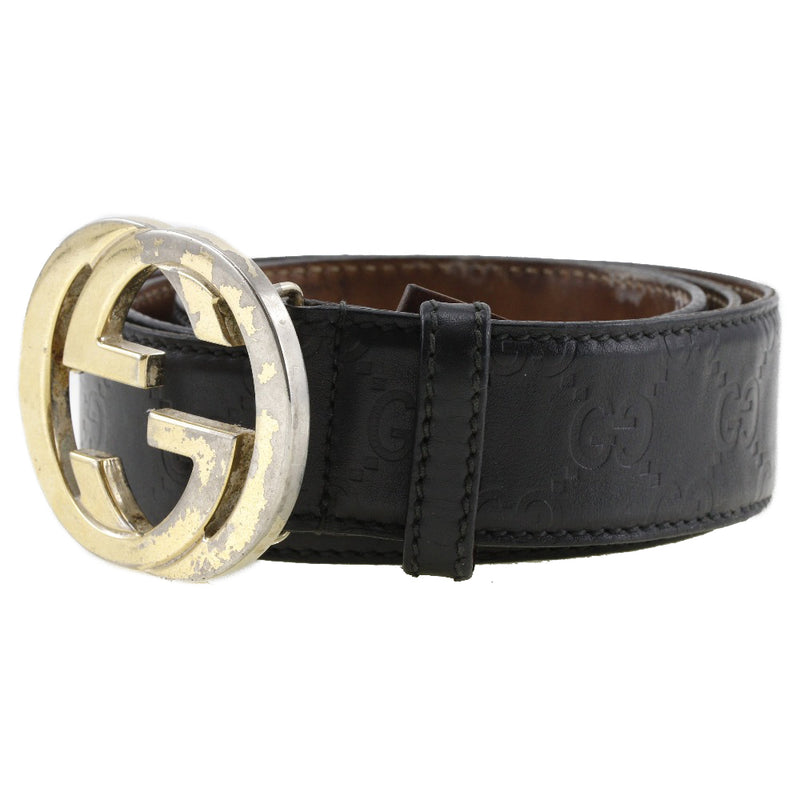 [Gucci] Gucci Cinturón entrelazado GG 114876 Simraser Black entrelazado B-Bank de hombres