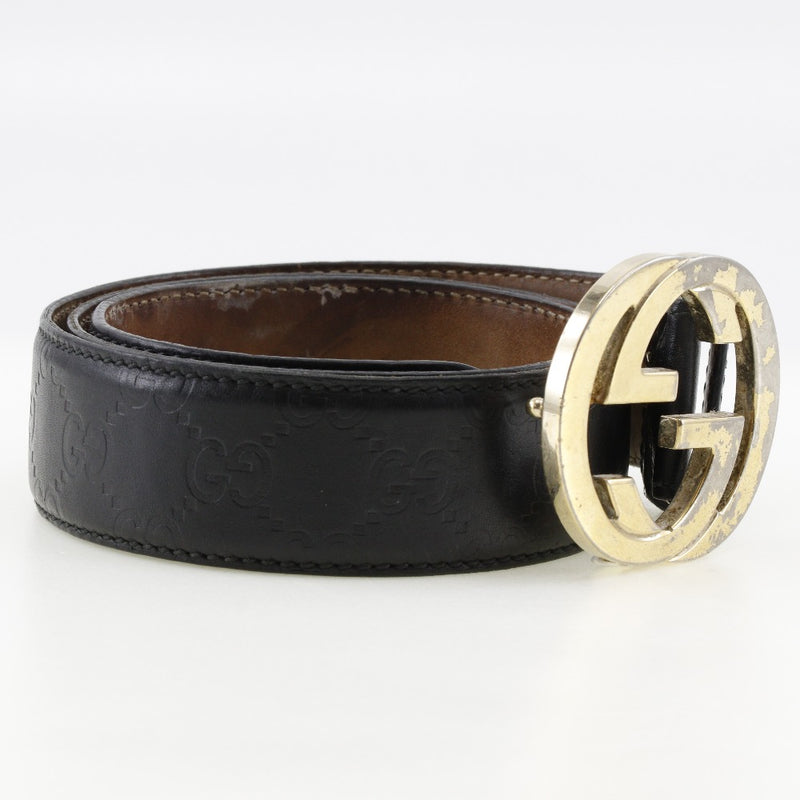 [Gucci] Gucci Cinturón entrelazado GG 114876 Simraser Black entrelazado B-Bank de hombres