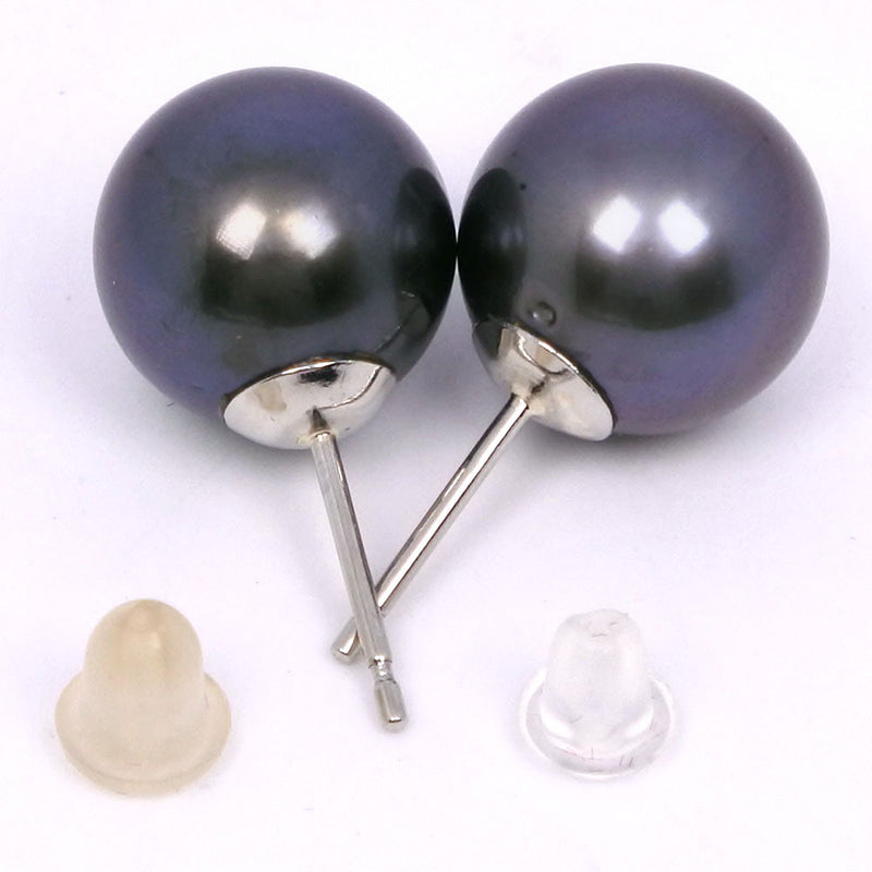 Arete de perlas 
10.5, 10.7 mm de perla negra (perla de mariposa negra) Aproximadamente 4.0 g de perlas damas un rango