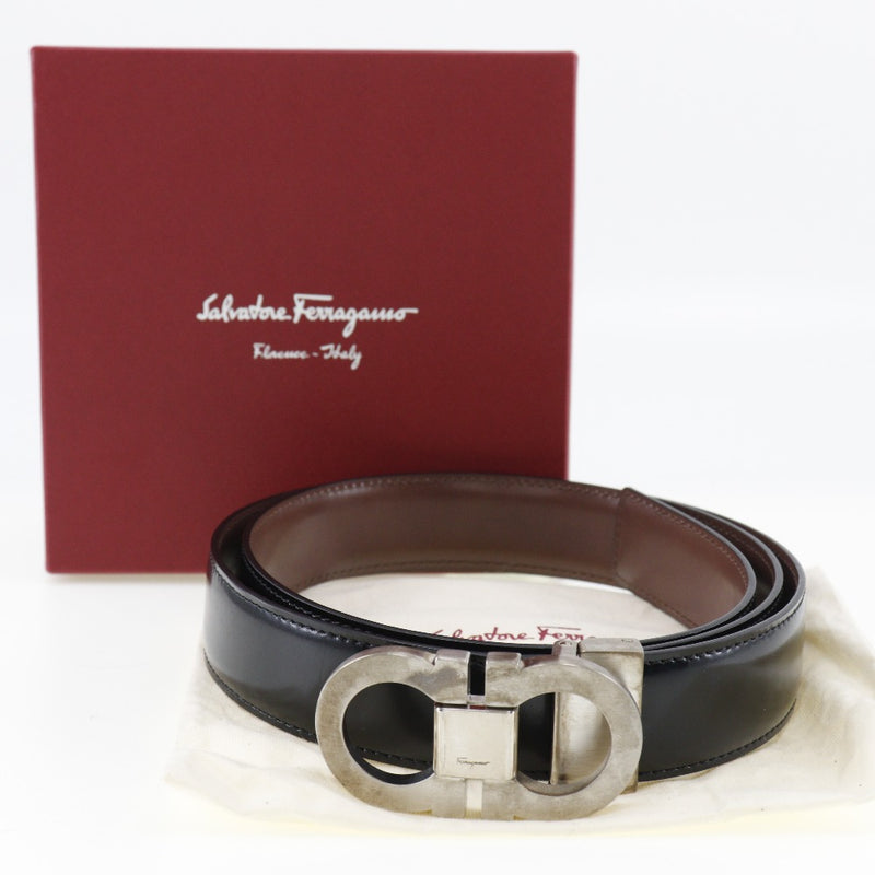 [Salvatore Ferragamo] Salvatore Ferragamo 
 Double Guncini Belt 
 Reversible leather Black/Tea DOUBLE GANCINI Men's