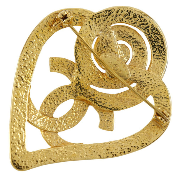 [Chanel] Chanel 
 Broche 
 Columna de oro 95p Heart grabado alrededor de 19.4g Damas A-Rank