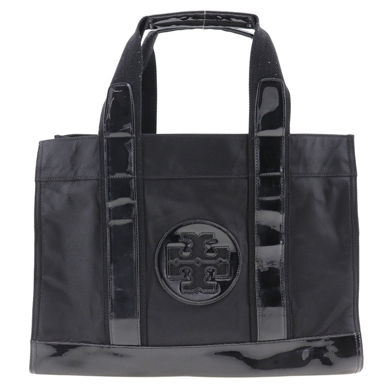 【Tory Burch】トリーバーチ
 トートバッグ ハンドバッグ
 ナイロン×パテントレザー 黒 手提げ A4 オープン Tote Bag レディース